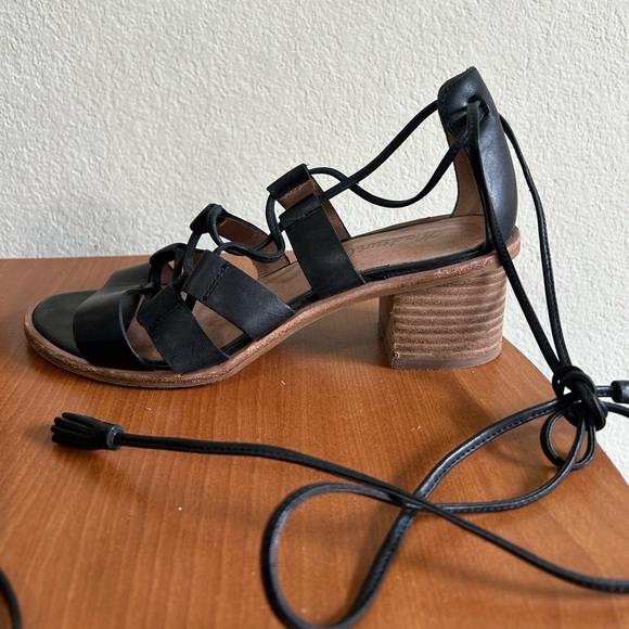 Madewell Daniela Black Leather Lace Up Gladiator Sandals Strappy Block Heel Sz 6 - Picture 4 of 13
